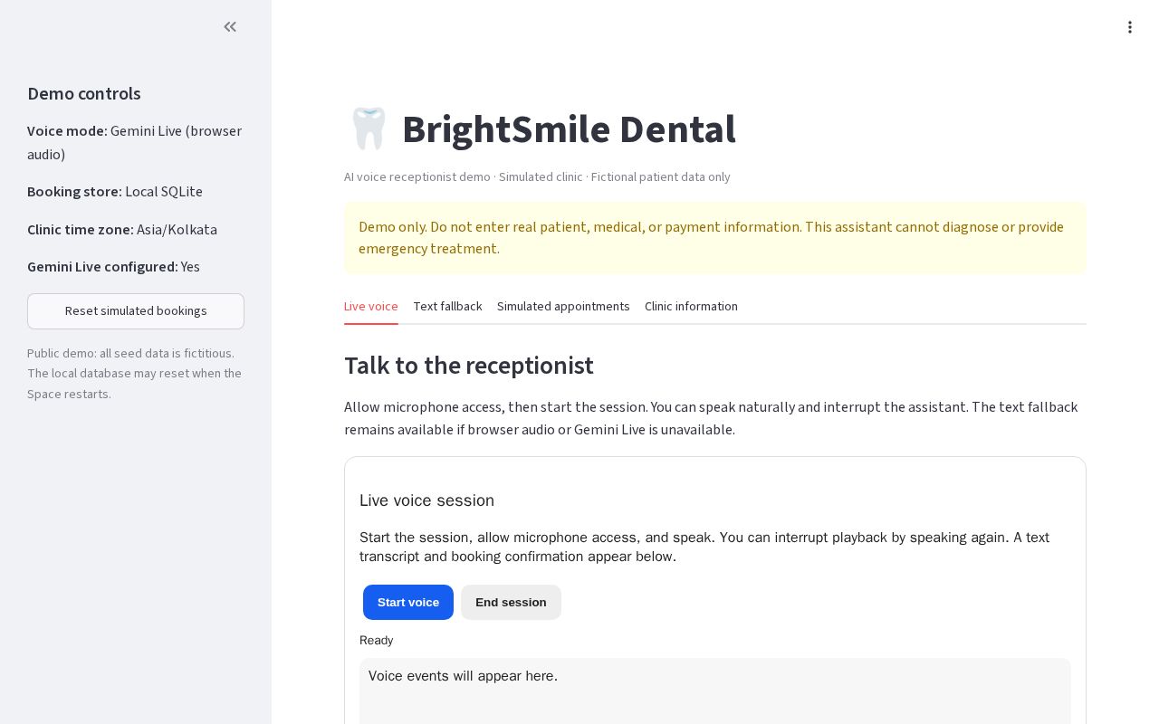 Preview of Dental Voice Receptionist Demo