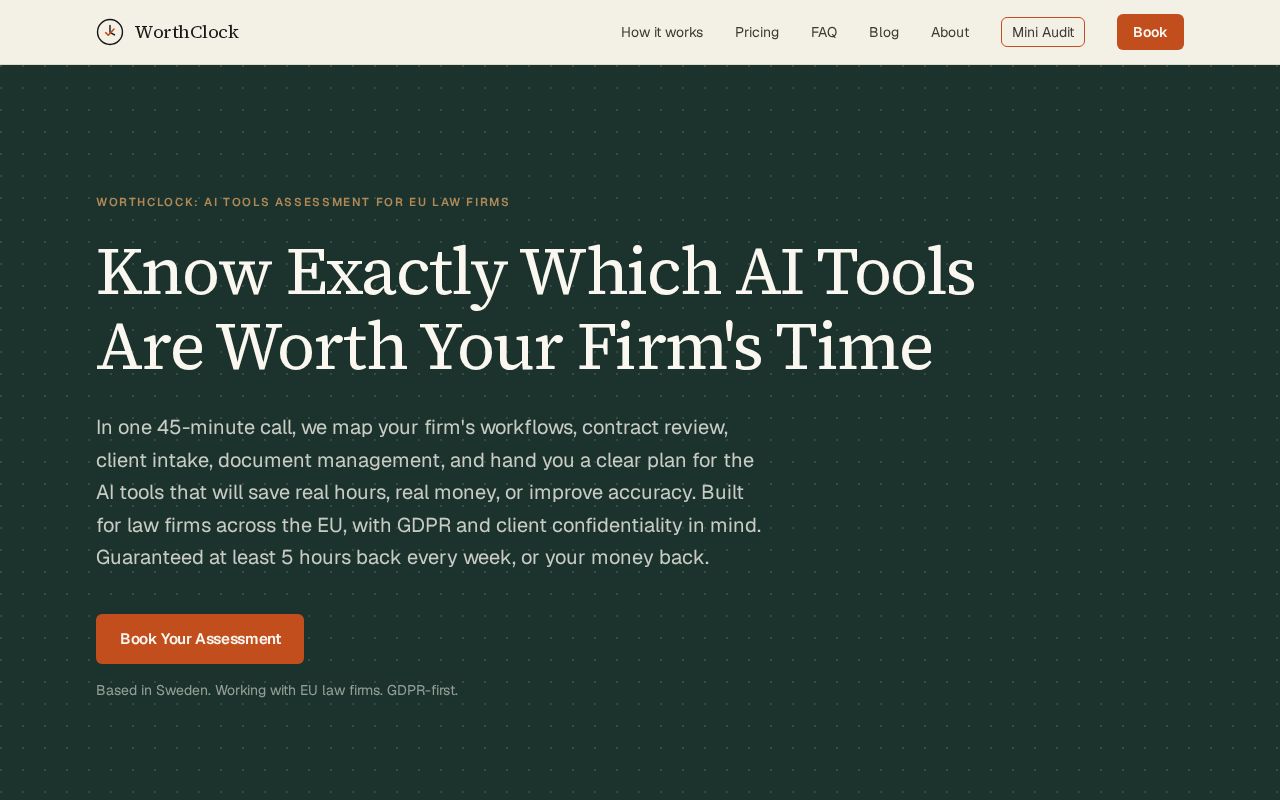 Preview of Worthclock: AI Tools Assessment for EU Law Firms