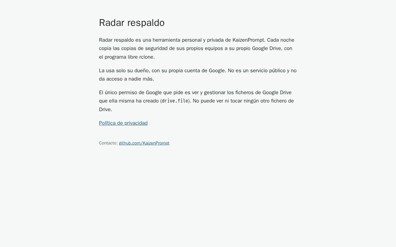 Preview of Radar respaldo: pagina principal y politica de privacidad