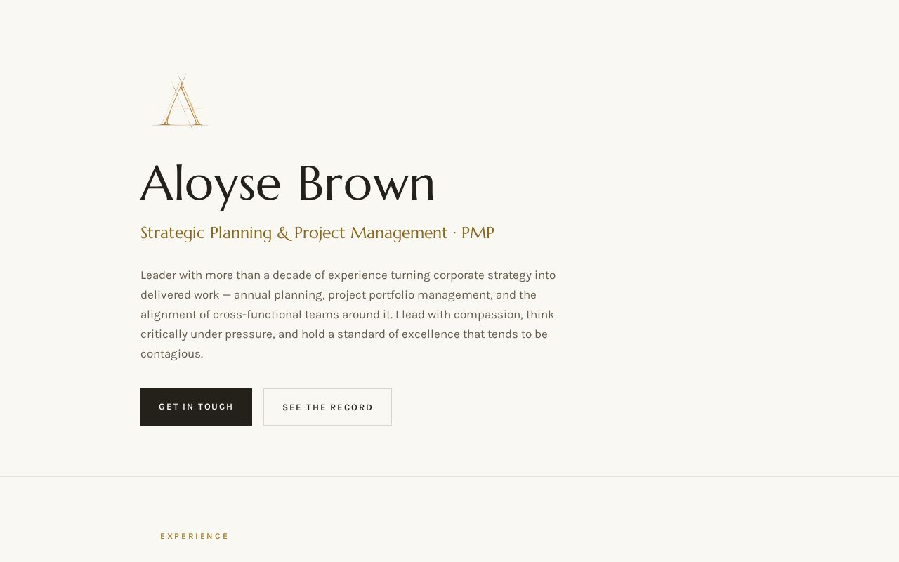 Preview of Personal site of Aloyse Brown