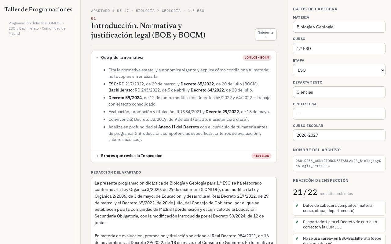 Preview of Taller Programaciones