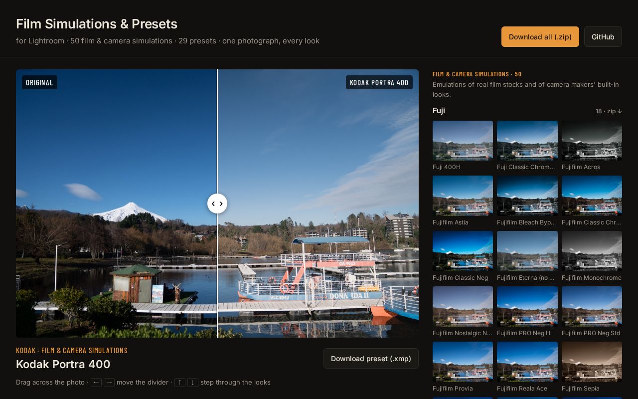 Preview of Film Simulations And Presets
