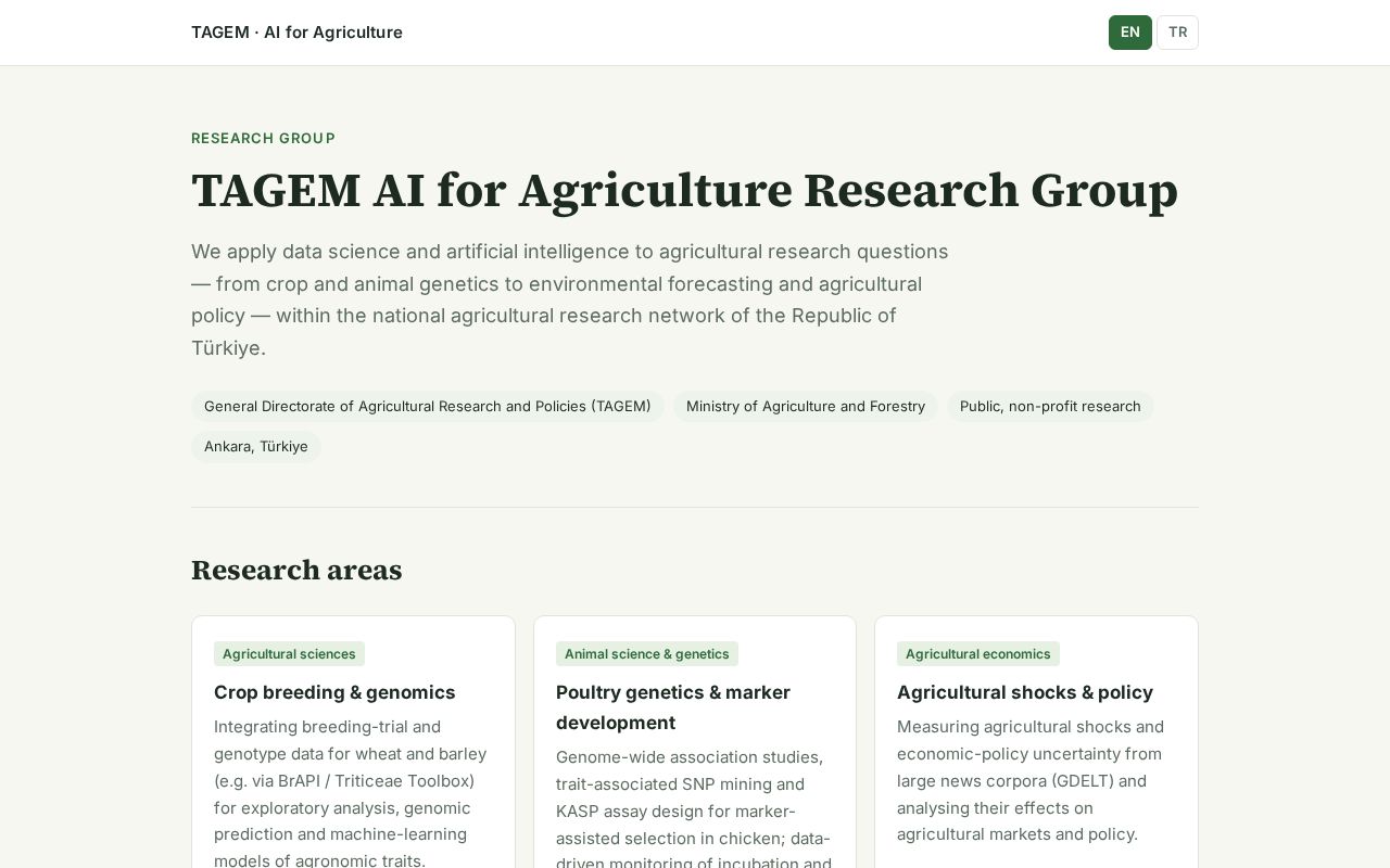 Preview of TAGEM AI for Agriculture Research Group