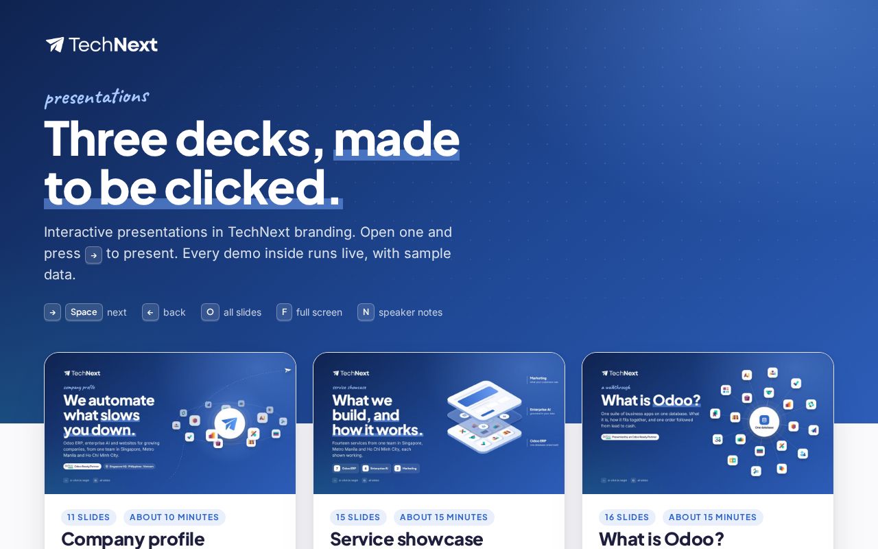 Preview of Technext Presentations