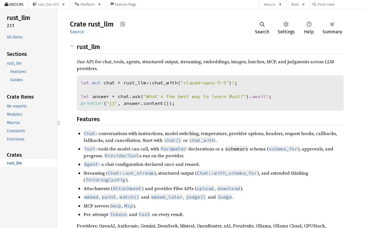 Preview of Rust Llm