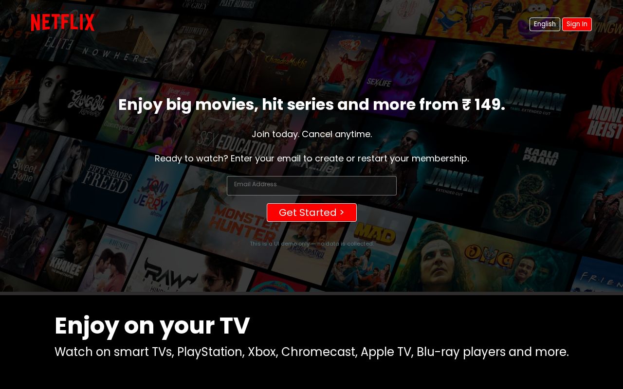 Preview of Netflix Landing Page Clone