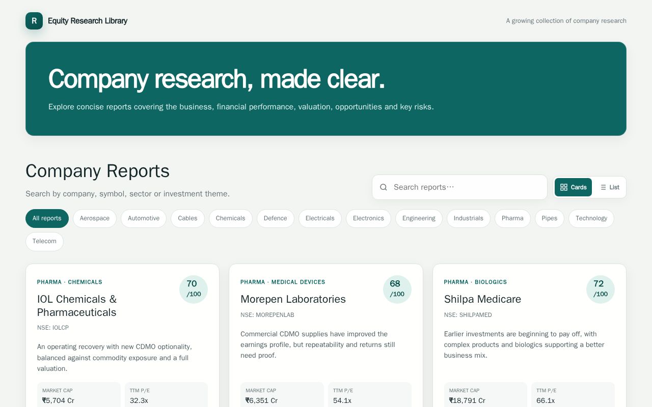 Preview of Equity Research Library