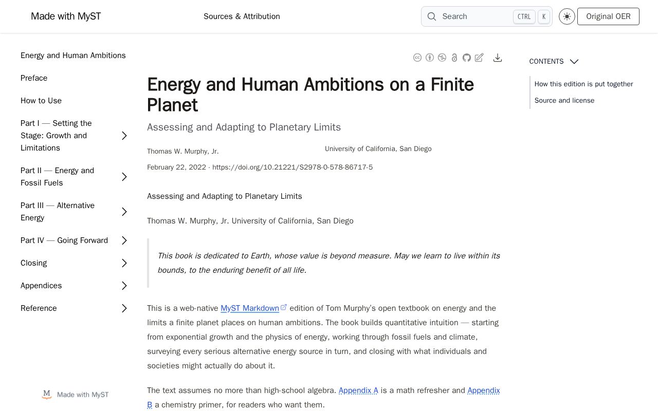 Preview of MyST edition of Tom Murphy's Energy and Human Ambitions on a Finite Planet