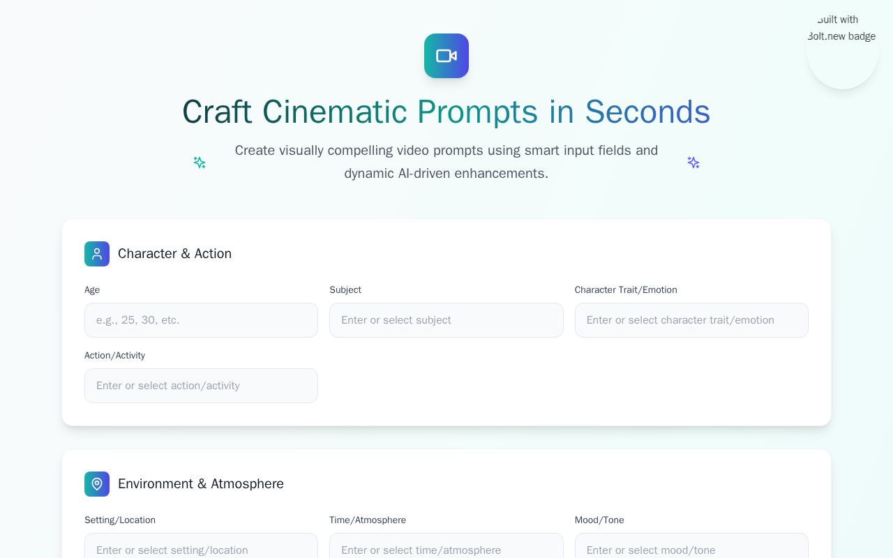 Preview of Video Prompt Crafter