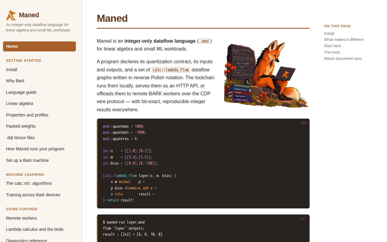 Preview of Maned Lang Docs