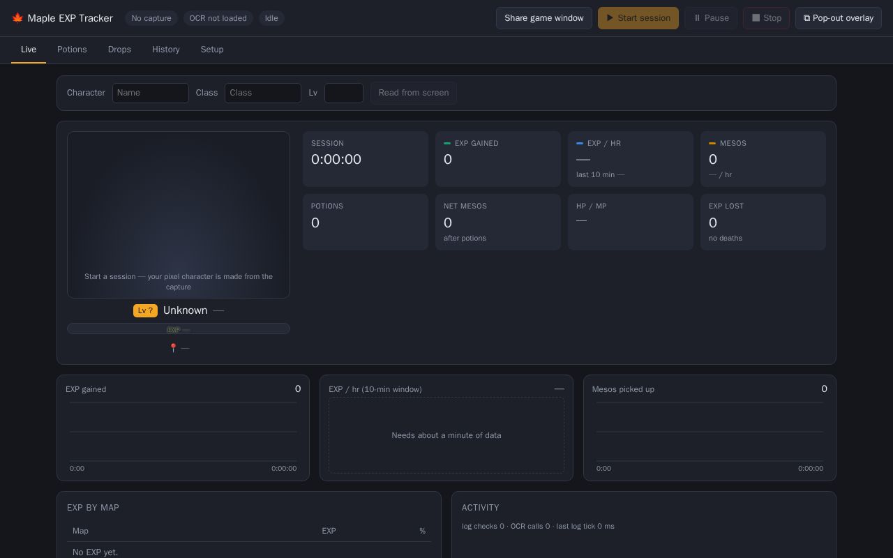 Preview of Maple EXP Tracker