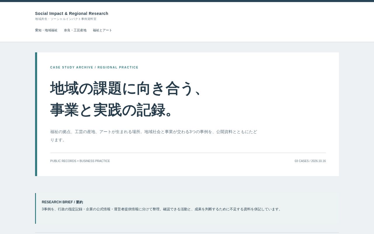 Preview of Social Impact & Regional Research｜地域共生の事例と公開資料