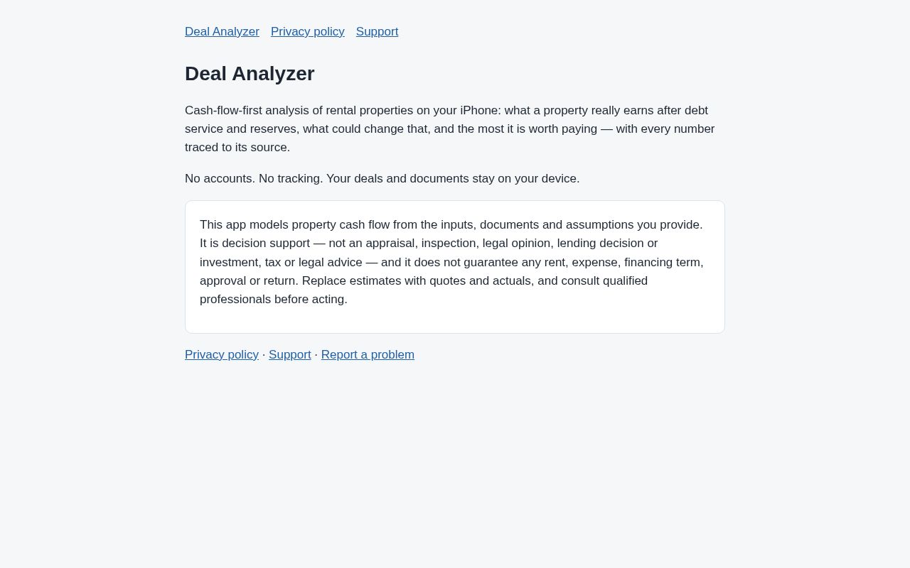 Preview of Deal Analyzer