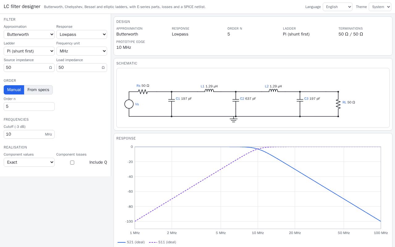 Preview of Lc Filter Designer