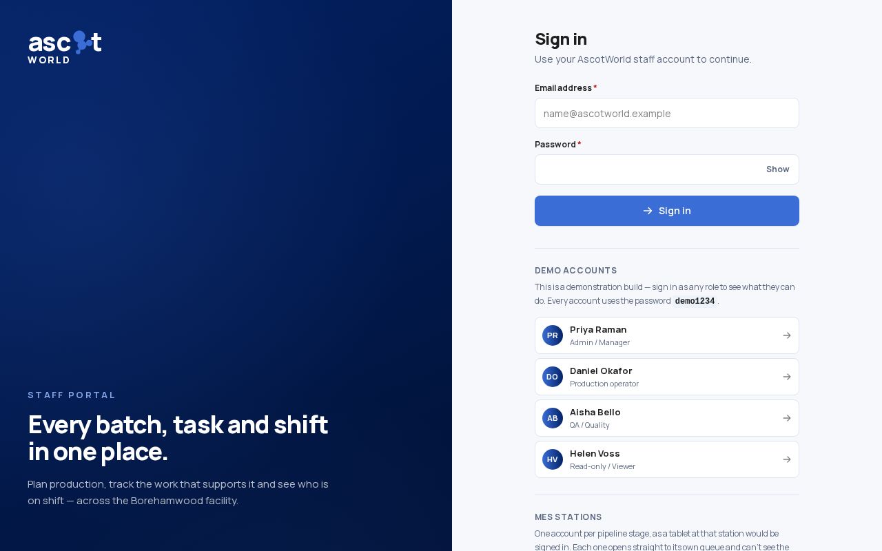 Preview of AscotWorld Website