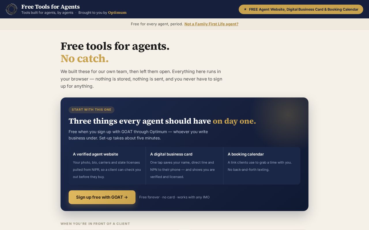 Preview of Insurance Agent Planning Tools for FFL Optimum