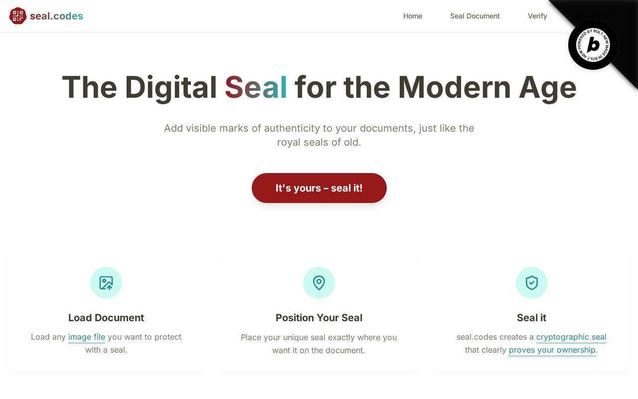 Preview of seal.codes - Digital Seals for the Modern Age