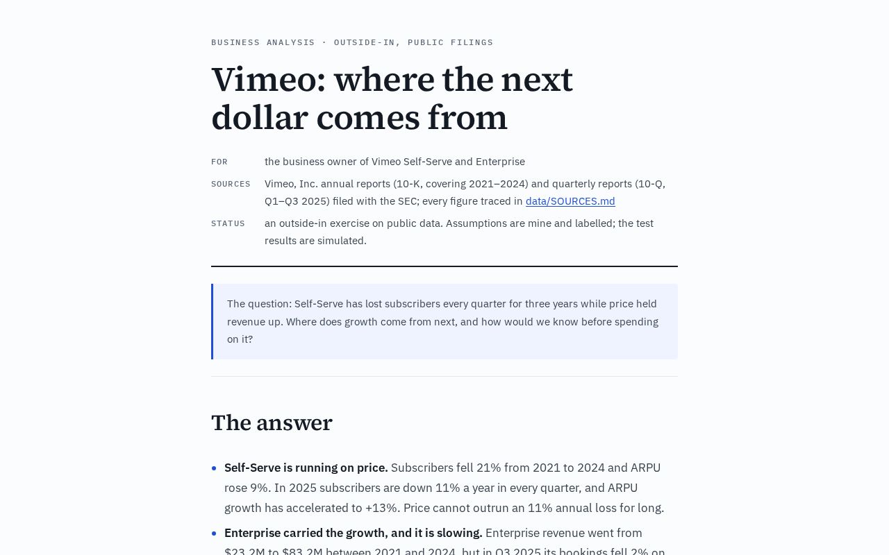 Preview of Vimeo Growth Case