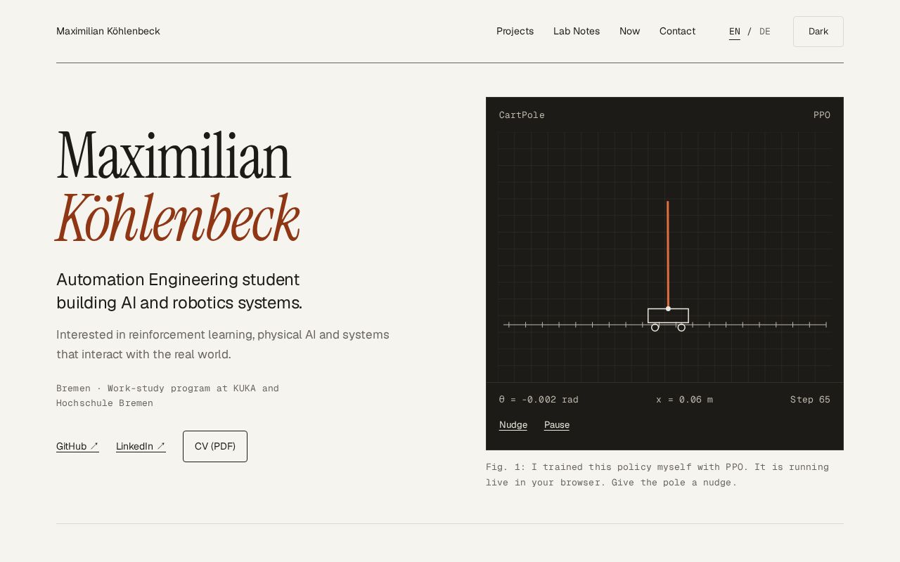 Preview of Personal website of Maximilian Köhlenbeck
