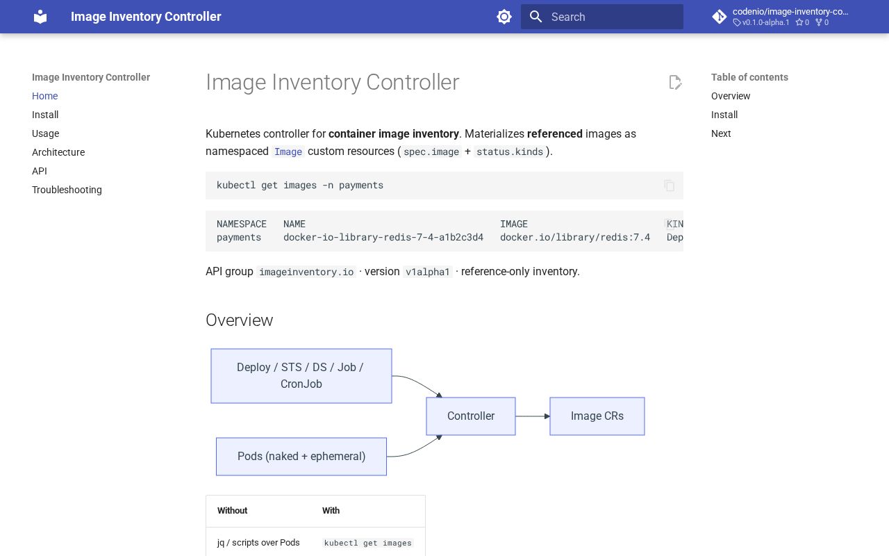 Preview of Image Inventory Controller