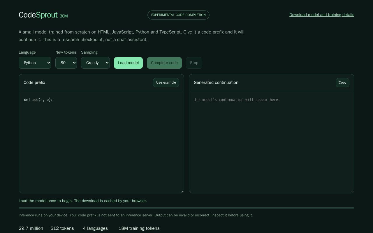 Preview of CodeSprout 30M