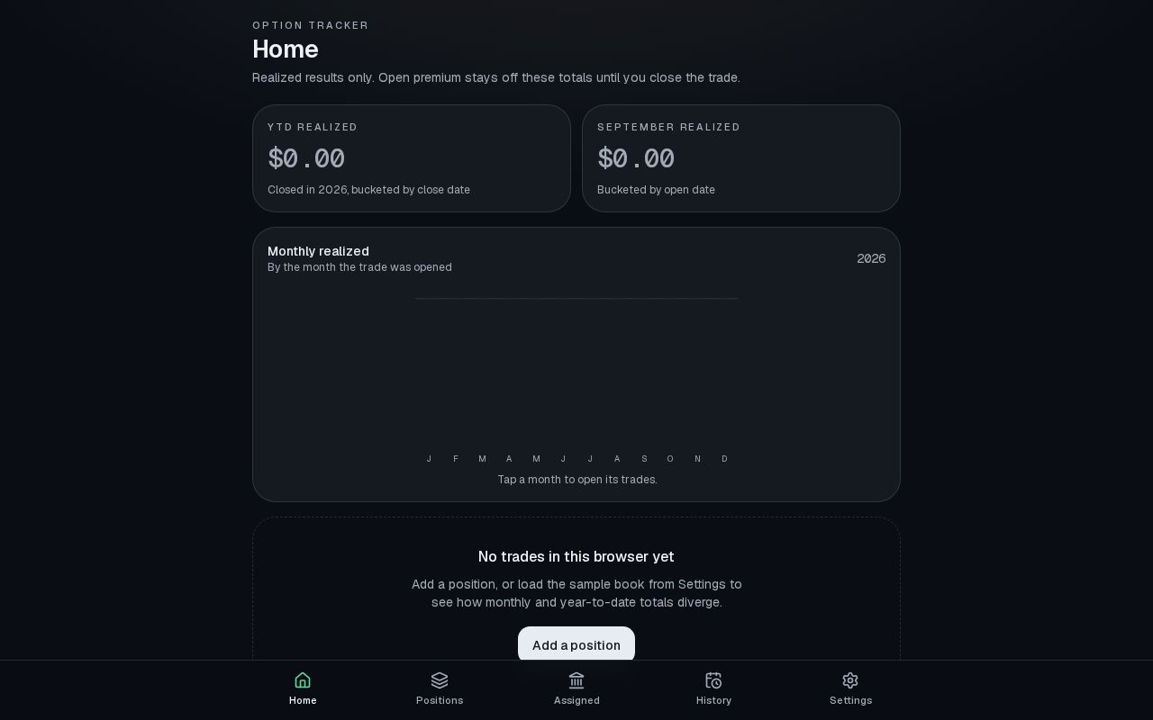 Preview of Option Tracker Web
