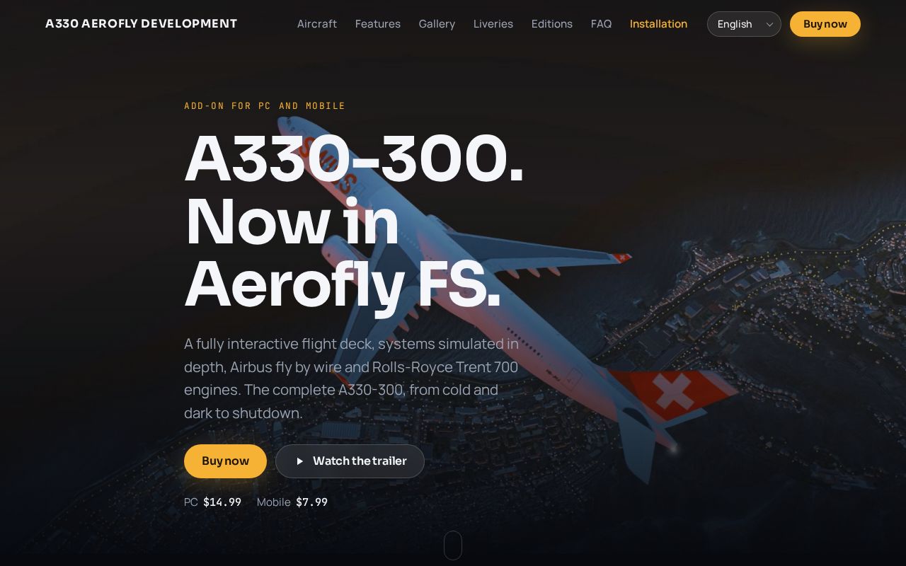 Preview of A330aerofly Site