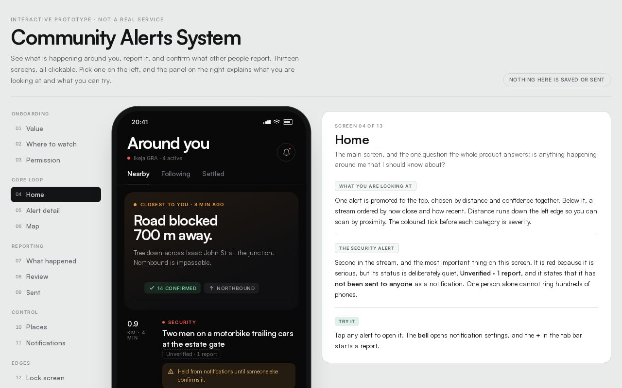 Preview of Community Alerts Prototype