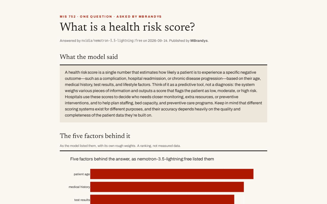Preview of What is a health risk score?