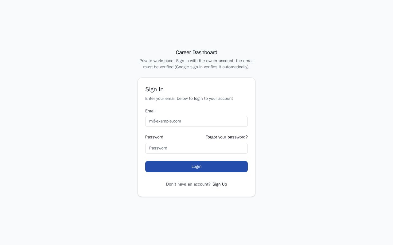 Preview of Career Dashboard