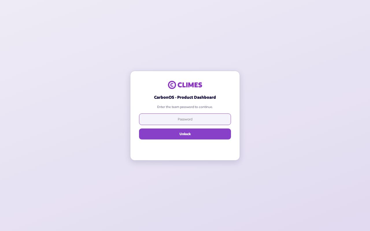 Preview of CarbonOS — Product Dashboard (Climes)