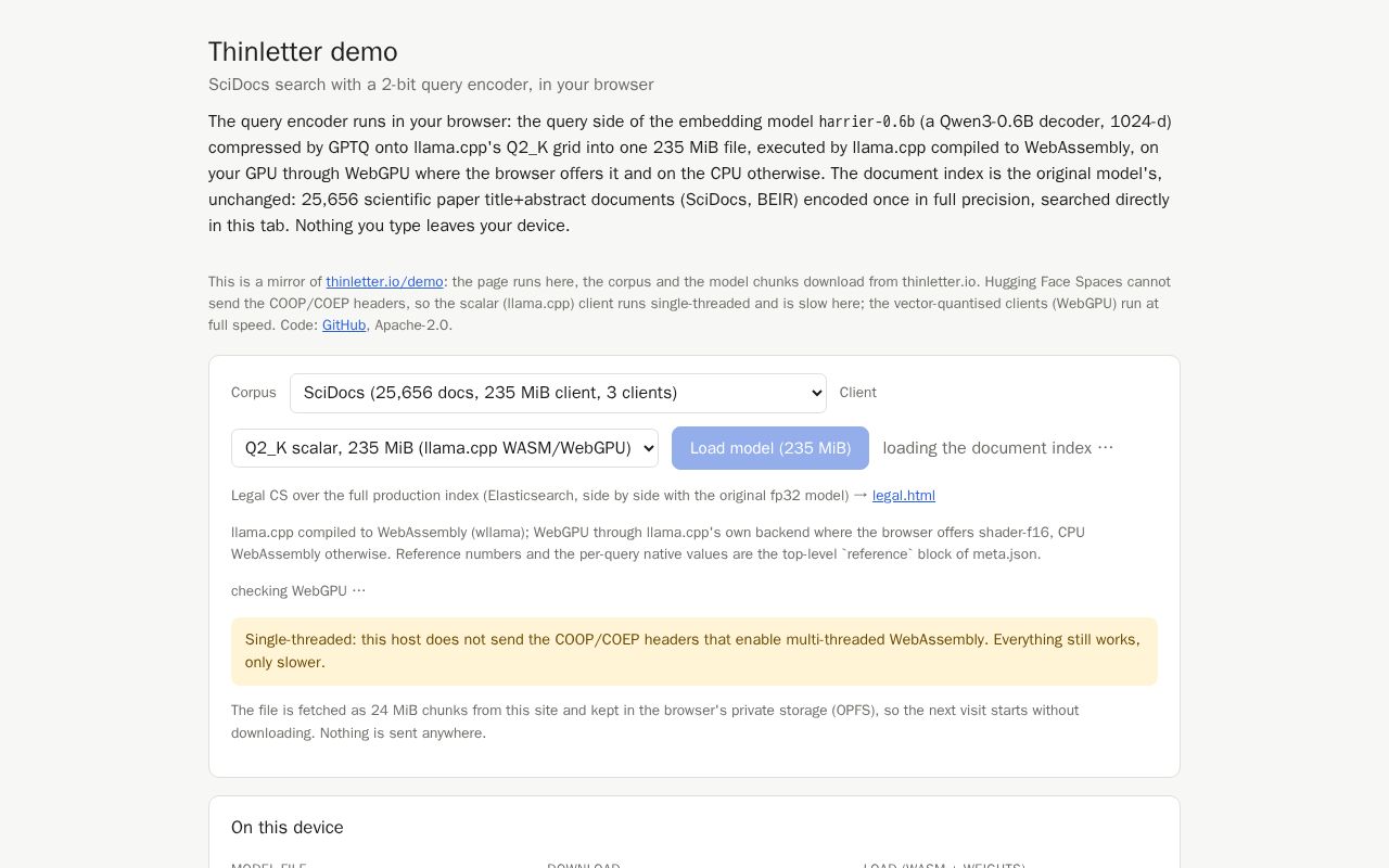Preview of thinletter demo