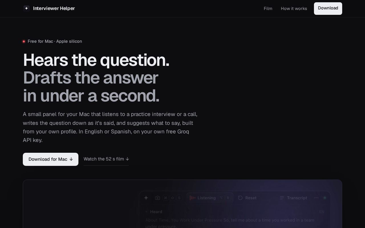 Preview of Interviewer Helper