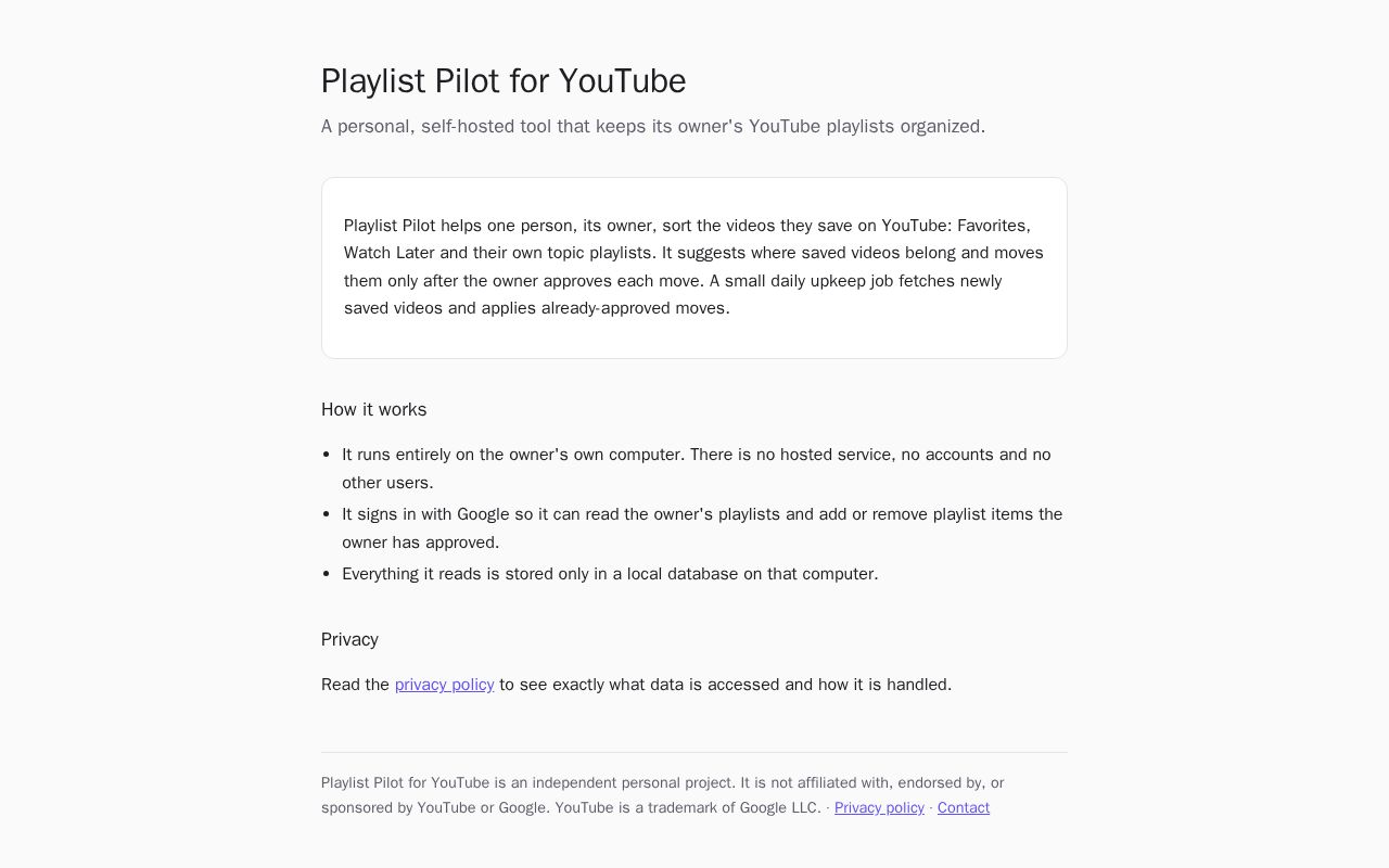Preview of Playlist Pilot for YouTube