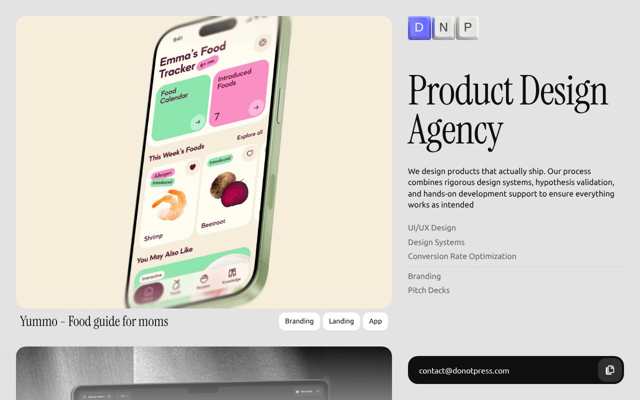 Preview of DoNotPress portfolio website