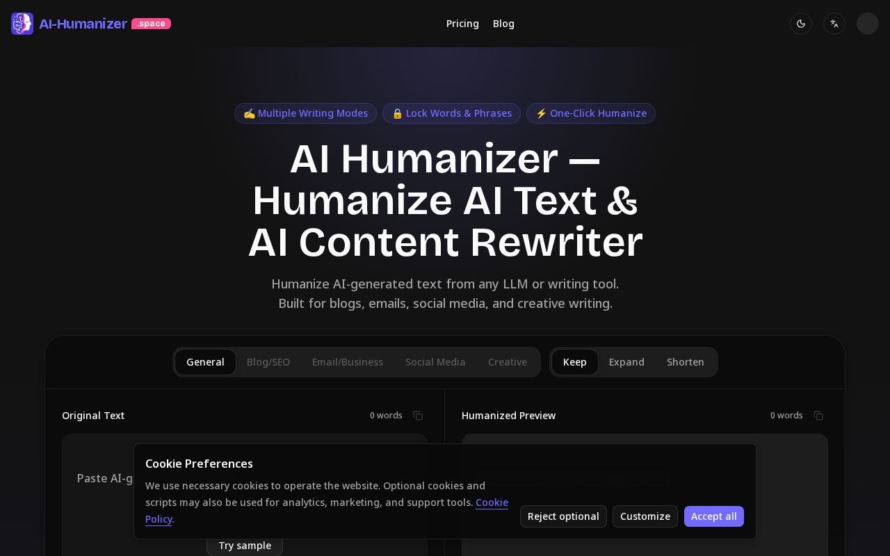 Preview of AI Humanizer & AI Text Rewriter