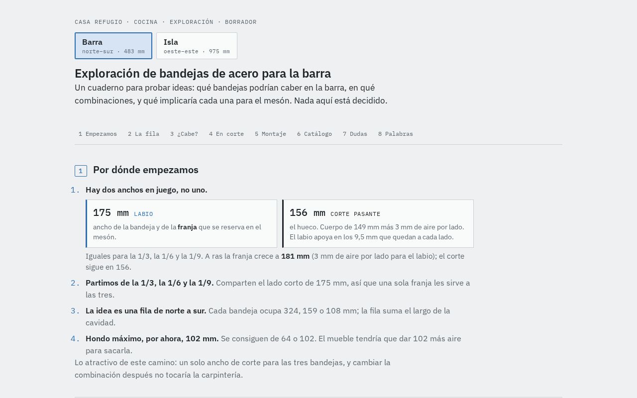 Preview of Herramienta de diseño: bandejas de acero en la barra de Casa Refugio