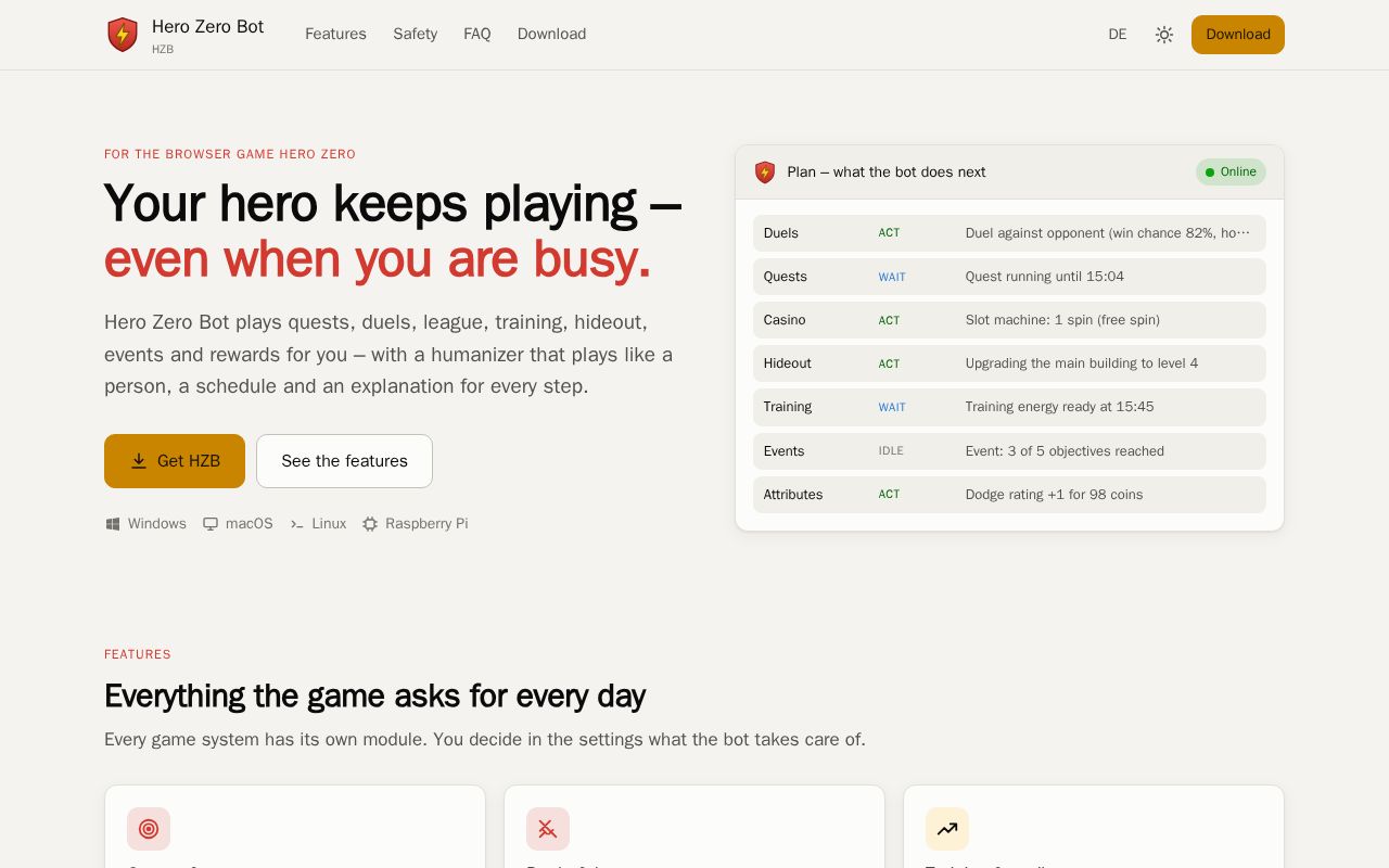 Preview of Hero Zero Bot HZB