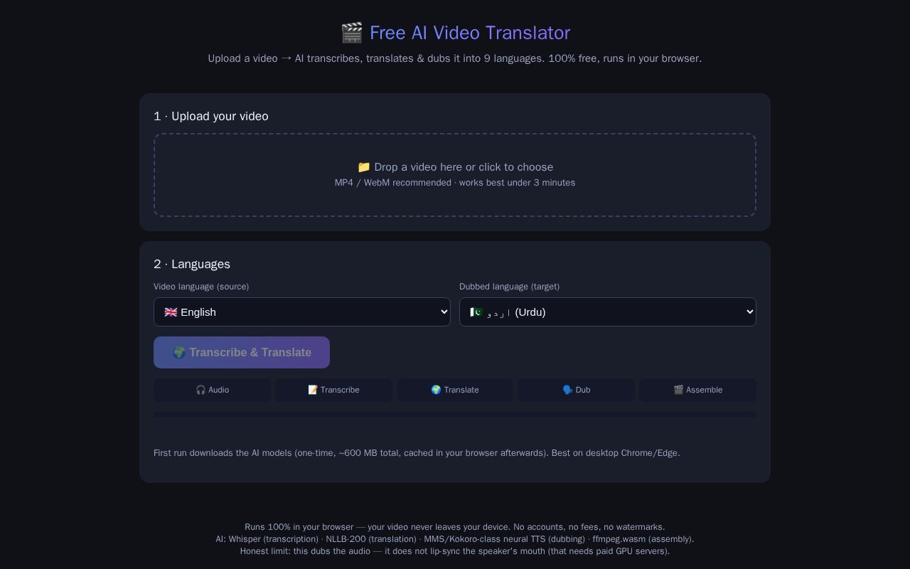 Preview of Free AI Video Translator