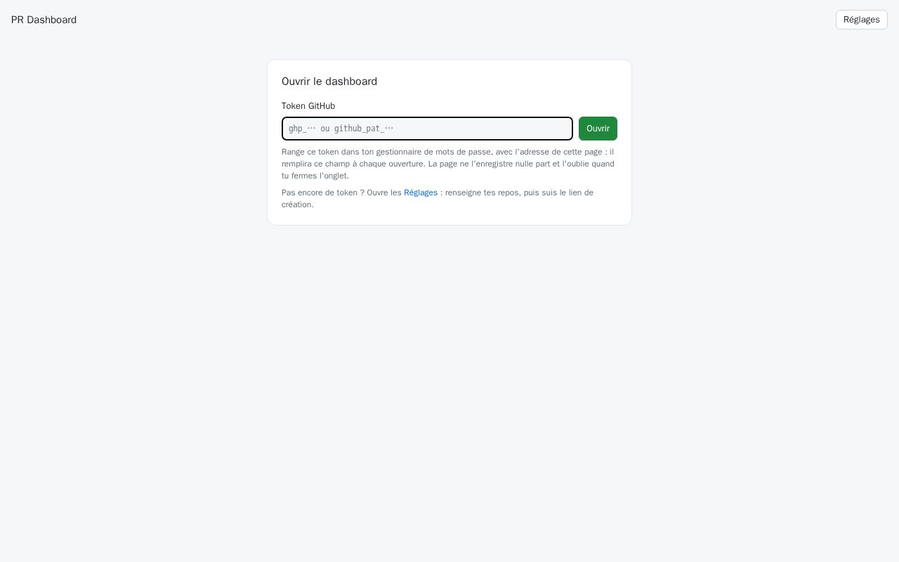 Preview of PR Dashboard