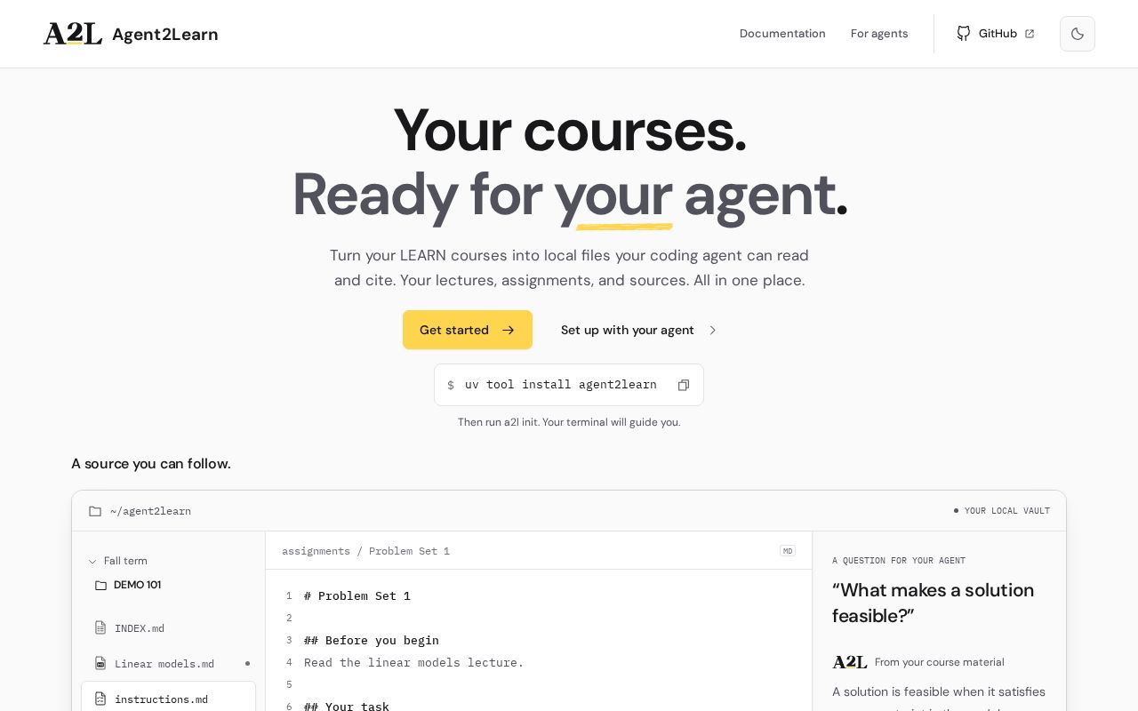 Preview of A local, source-cited course vault for AI agents