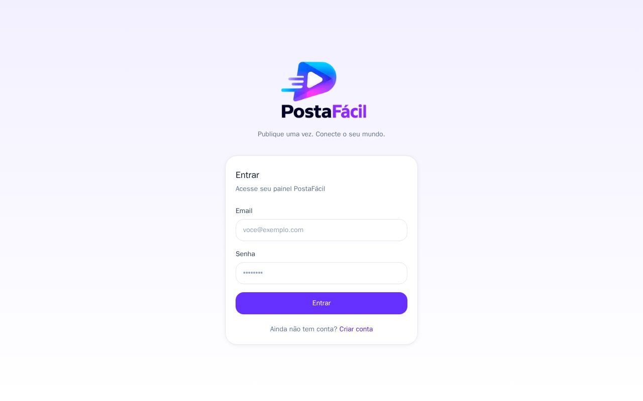 Preview of App de postagem nas redes sociais