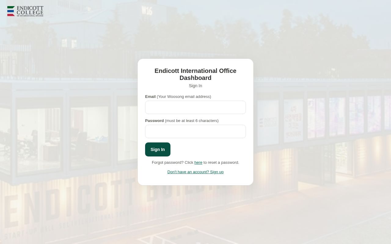 Preview of Endicott College International Affairs Office Task Dashboard