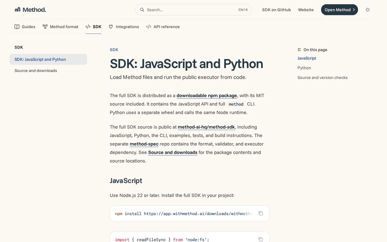 Preview of Method Sdk