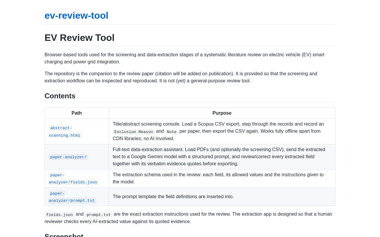 Preview of Ev Review Tool