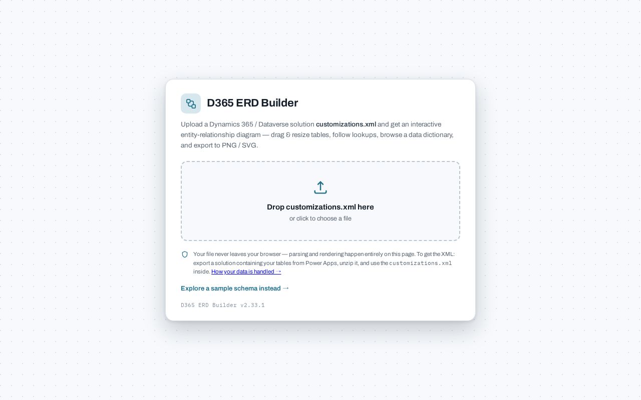 Preview of D365 ERD Builder