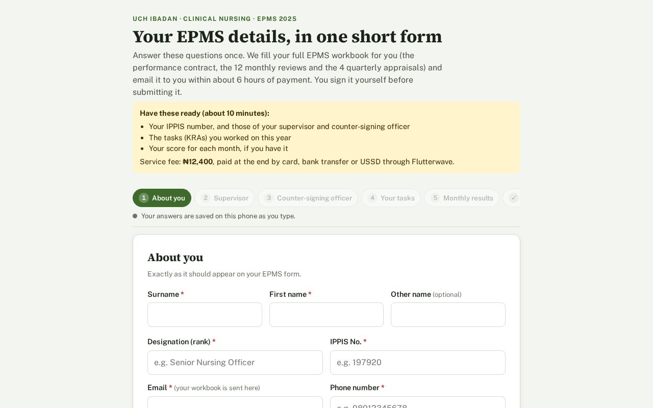 Preview of Uch Epms Form