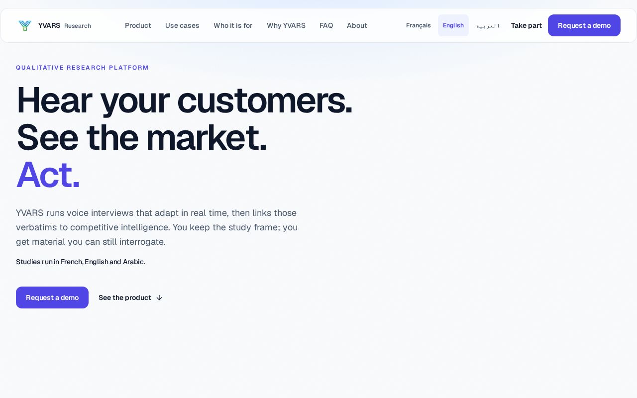 Preview of YVARS French marketing landing page