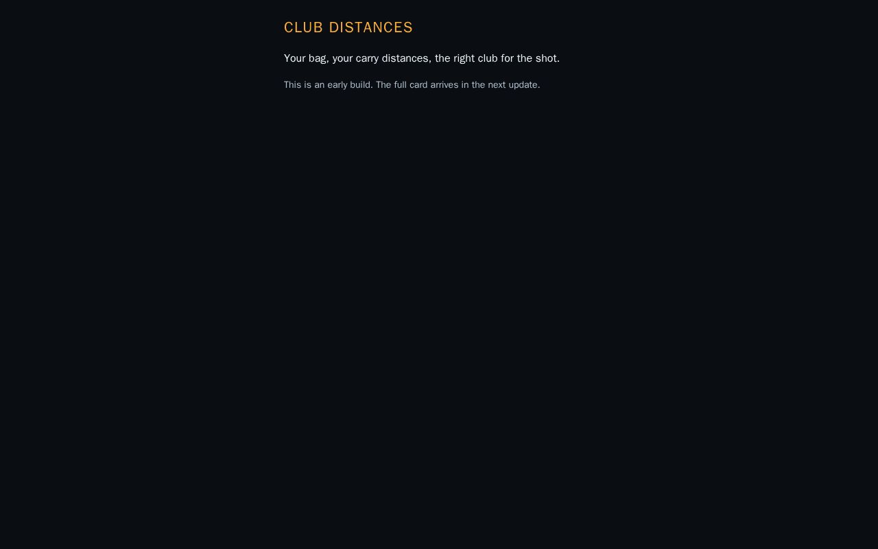 Preview of Club Distances