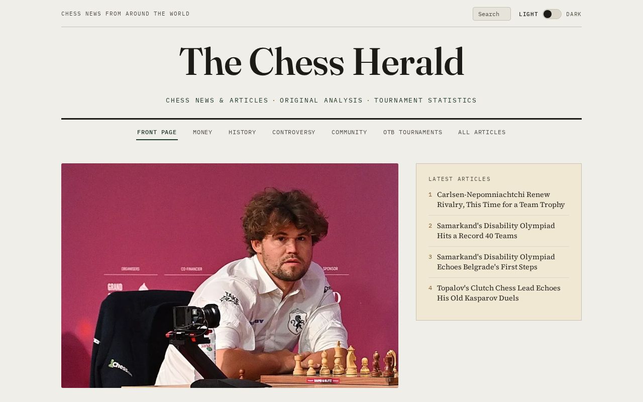Preview of Chess News Website